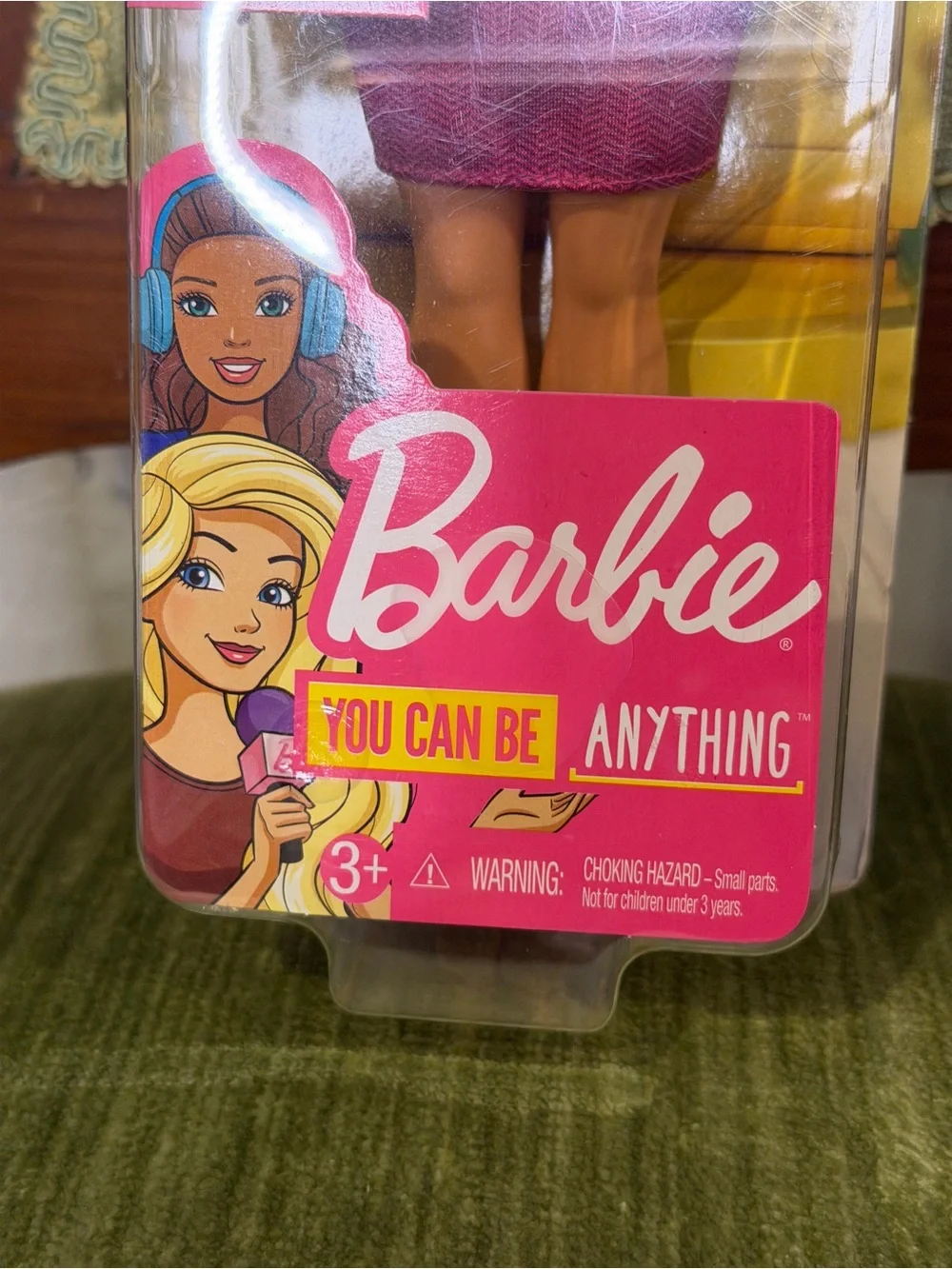 News Anchor Barbie Doll in Burgundy Dress with Microphone